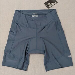 BIKEWA Women's Cycling Shorts Padded Biker Shorts Size L Side Pockets Slate Blue